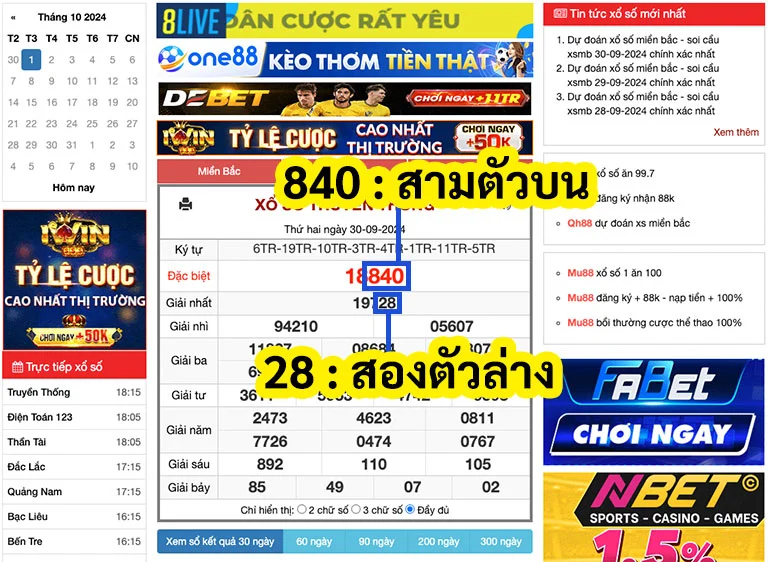 ตัวอย่างการออกผลหวยฮานอยปกติ ของเว็บ Thailotto